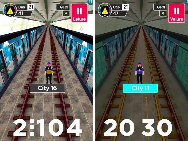 Comparison of different city versions of Subway Challenge games